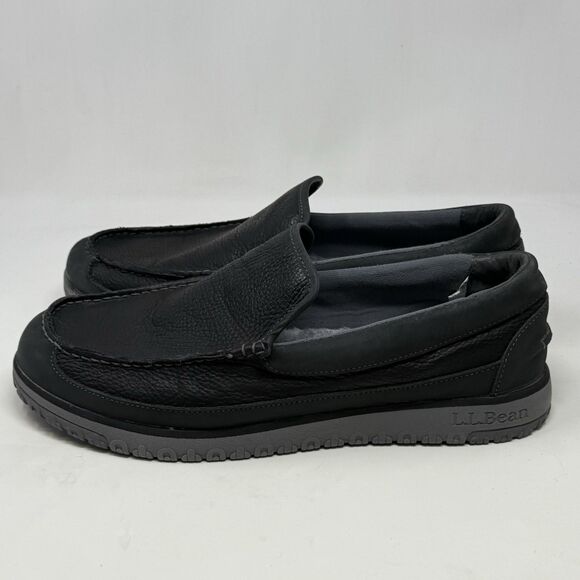 LL Bean All Week Slipper Mocs Mens 13 M Leather Shearling Lined Outdoor Shoes - Picture 2 of 15